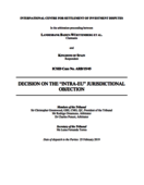 Decision on the Intra EU Jurisdictional Objection